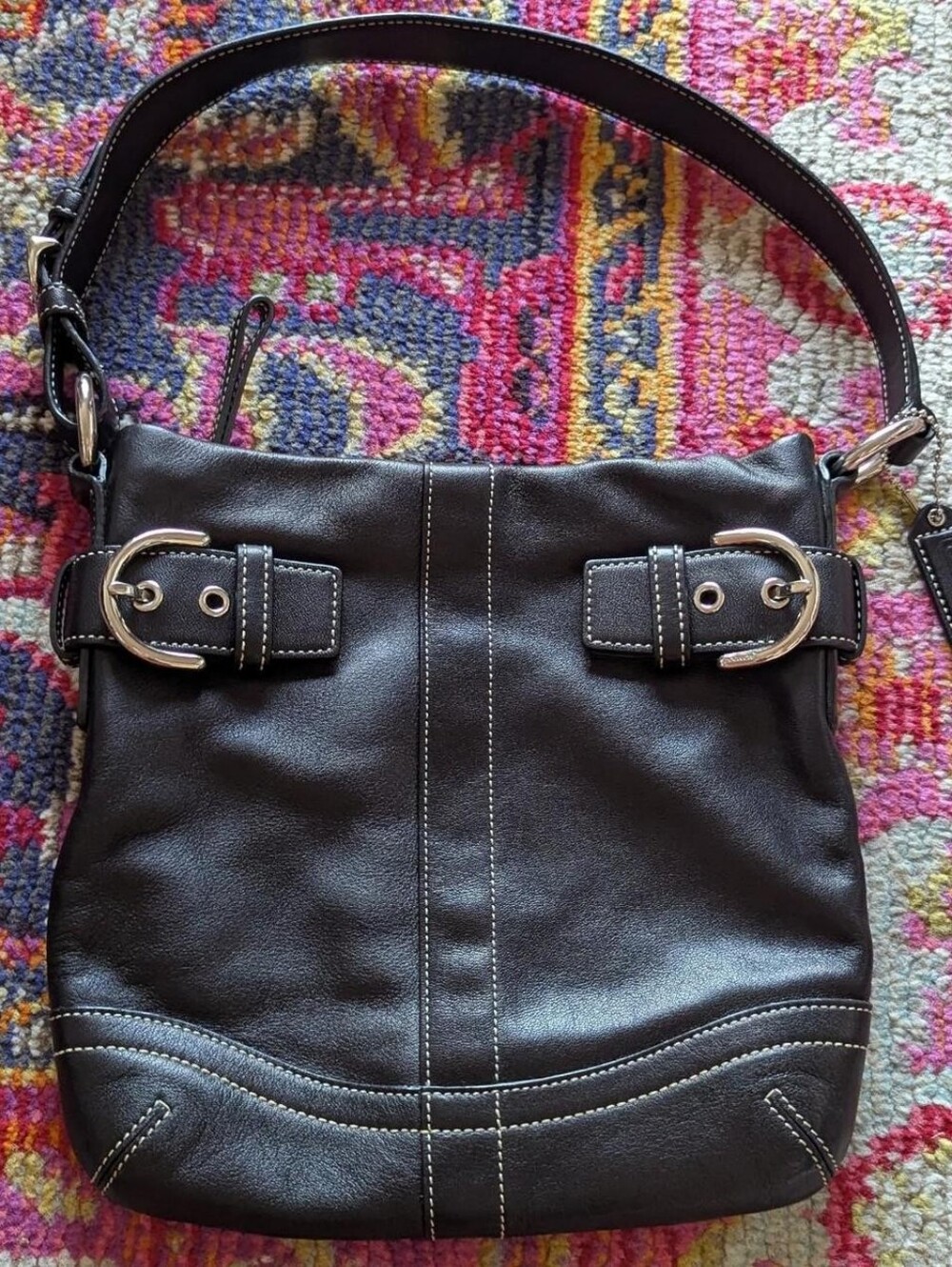 Y2K Coach Soho Black Leather Buckle Shoulder Bag
